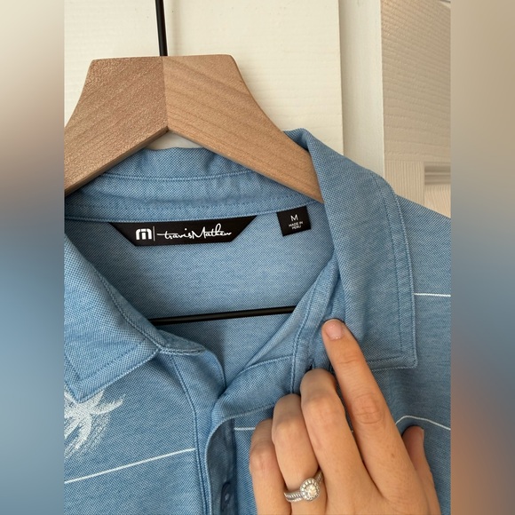 Travis Mathew Mens Baumen Around Pique Golf Polo Shirt Blue Navy Marine Hawaii M - Picture 3 of 5